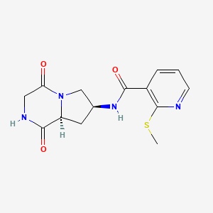 molecular formula C14H16N4O3S B5359926 N-[(7S,8aS)-1,4-dioxooctahydropyrrolo[1,2-a]pyrazin-7-yl]-2-(methylthio)nicotinamide 