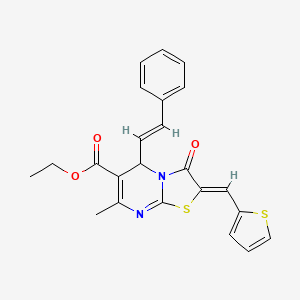 molecular formula C23H20N2O3S2 B5359940 ethyl 7-methyl-3-oxo-5-(2-phenylvinyl)-2-(2-thienylmethylene)-2,3-dihydro-5H-[1,3]thiazolo[3,2-a]pyrimidine-6-carboxylate 