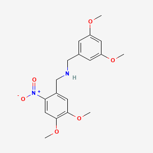 molecular formula C18H22N2O6 B5359961 N-[(4,5-dimethoxy-2-nitrophenyl)methyl]-1-(3,5-dimethoxyphenyl)methanamine 
