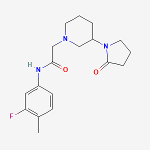 molecular formula C18H24FN3O2 B5360131 N-(3-fluoro-4-methylphenyl)-2-[3-(2-oxopyrrolidin-1-yl)piperidin-1-yl]acetamide 