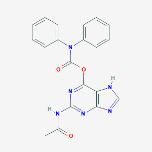 molecular formula C20H16N6O3 B053606 2-Acetamido-7H-purin-6-yl diphenylcarbamate CAS No. 112233-74-6