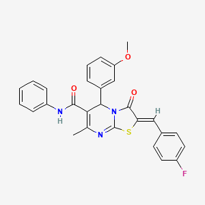 molecular formula C28H22FN3O3S B5361540 2-(4-fluorobenzylidene)-5-(3-methoxyphenyl)-7-methyl-3-oxo-N-phenyl-2,3-dihydro-5H-[1,3]thiazolo[3,2-a]pyrimidine-6-carboxamide 