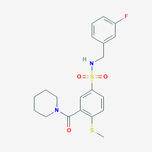 molecular formula C20H23FN2O3S2 B5361550 N-(3-fluorobenzyl)-4-(methylthio)-3-(1-piperidinylcarbonyl)benzenesulfonamide 