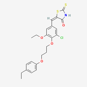 molecular formula C23H24ClNO4S2 B5361643 (5E)-5-[[3-chloro-5-ethoxy-4-[3-(4-ethylphenoxy)propoxy]phenyl]methylidene]-2-sulfanylidene-1,3-thiazolidin-4-one 