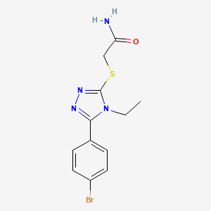 molecular formula C12H13BrN4OS B5361650 2-{[5-(4-bromophenyl)-4-ethyl-4H-1,2,4-triazol-3-yl]sulfanyl}acetamide 