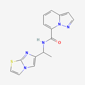molecular formula C15H13N5OS B5361677 N-(1-imidazo[2,1-b][1,3]thiazol-6-ylethyl)pyrazolo[1,5-a]pyridine-7-carboxamide 