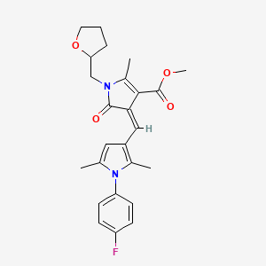 molecular formula C25H27FN2O4 B5361712 methyl (4Z)-4-{[1-(4-fluorophenyl)-2,5-dimethyl-1H-pyrrol-3-yl]methylidene}-2-methyl-5-oxo-1-(tetrahydrofuran-2-ylmethyl)-4,5-dihydro-1H-pyrrole-3-carboxylate 