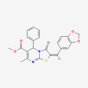 molecular formula C23H18N2O5S B5361767 methyl 2-(1,3-benzodioxol-5-ylmethylene)-7-methyl-3-oxo-5-phenyl-2,3-dihydro-5H-[1,3]thiazolo[3,2-a]pyrimidine-6-carboxylate 