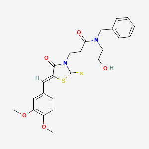 molecular formula C24H26N2O5S2 B5361816 N-benzyl-3-[(5Z)-5-(3,4-dimethoxybenzylidene)-4-oxo-2-thioxo-1,3-thiazolidin-3-yl]-N-(2-hydroxyethyl)propanamide 