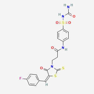 molecular formula C20H17FN4O5S3 B5361833 N-[4-(carbamoylsulfamoyl)phenyl]-3-[(5E)-5-[(4-fluorophenyl)methylidene]-4-oxo-2-sulfanylidene-1,3-thiazolidin-3-yl]propanamide 