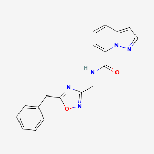 molecular formula C18H15N5O2 B5361856 N-[(5-benzyl-1,2,4-oxadiazol-3-yl)methyl]pyrazolo[1,5-a]pyridine-7-carboxamide 