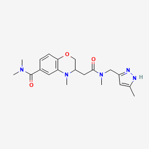 molecular formula C20H27N5O3 B5361901 N,N,4-trimethyl-3-(2-{methyl[(5-methyl-1H-pyrazol-3-yl)methyl]amino}-2-oxoethyl)-3,4-dihydro-2H-1,4-benzoxazine-6-carboxamide 