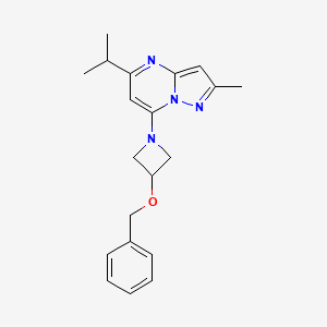 molecular formula C20H24N4O B5361980 7-[3-(benzyloxy)-1-azetidinyl]-5-isopropyl-2-methylpyrazolo[1,5-a]pyrimidine 