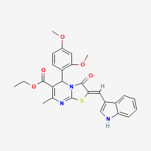 molecular formula C27H25N3O5S B5361988 ETHYL (2Z)-5-(2,4-DIMETHOXYPHENYL)-2-[(1H-INDOL-3-YL)METHYLIDENE]-7-METHYL-3-OXO-2H,3H,5H-[1,3]THIAZOLO[3,2-A]PYRIMIDINE-6-CARBOXYLATE 