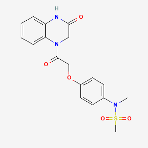 molecular formula C18H19N3O5S B5362082 N-methyl-N-{4-[2-oxo-2-(3-oxo-3,4-dihydro-1(2H)-quinoxalinyl)ethoxy]phenyl}methanesulfonamide 
