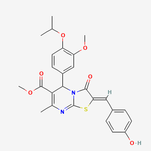 molecular formula C26H26N2O6S B5362119 methyl 2-(4-hydroxybenzylidene)-5-(4-isopropoxy-3-methoxyphenyl)-7-methyl-3-oxo-2,3-dihydro-5H-[1,3]thiazolo[3,2-a]pyrimidine-6-carboxylate 