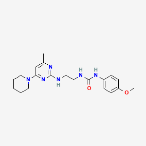 molecular formula C20H28N6O2 B5362169 N-(4-methoxyphenyl)-N'-(2-{[4-methyl-6-(1-piperidinyl)-2-pyrimidinyl]amino}ethyl)urea 