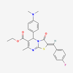 molecular formula C25H24FN3O3S B5362377 ethyl 5-[4-(dimethylamino)phenyl]-2-(4-fluorobenzylidene)-7-methyl-3-oxo-2,3-dihydro-5H-[1,3]thiazolo[3,2-a]pyrimidine-6-carboxylate 