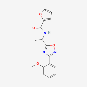 molecular formula C16H15N3O4 B5362542 N-{1-[3-(2-methoxyphenyl)-1,2,4-oxadiazol-5-yl]ethyl}-2-furamide 