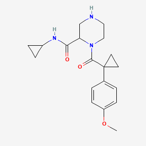 molecular formula C19H25N3O3 B5362645 N-cyclopropyl-1-{[1-(4-methoxyphenyl)cyclopropyl]carbonyl}-2-piperazinecarboxamide 