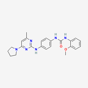 molecular formula C23H26N6O2 B5362809 N-(2-methoxyphenyl)-N'-(4-{[4-methyl-6-(1-pyrrolidinyl)-2-pyrimidinyl]amino}phenyl)urea 