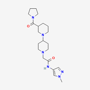 molecular formula C21H34N6O2 B5362824 N-(1-methyl-1H-pyrazol-4-yl)-2-[3-(pyrrolidin-1-ylcarbonyl)-1,4'-bipiperidin-1'-yl]acetamide 