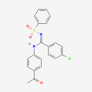 molecular formula C21H17ClN2O3S B5362840 N-(4-acetylphenyl)-4-chloro-N'-(phenylsulfonyl)benzenecarboximidamide 