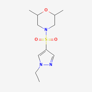 molecular formula C11H19N3O3S B5362847 2,6-DIMETHYLMORPHOLINO (1-ETHYL-1H-PYRAZOL-4-YL) SULFONE 