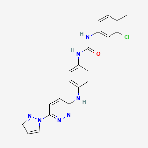 molecular formula C21H18ClN7O B5362876 N-(3-chloro-4-methylphenyl)-N'-(4-{[6-(1H-pyrazol-1-yl)-3-pyridazinyl]amino}phenyl)urea 