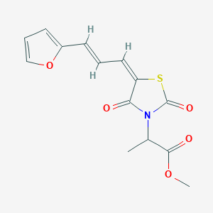 molecular formula C14H13NO5S B5362883 methyl 2-[(5E)-5-[(E)-3-(furan-2-yl)prop-2-enylidene]-2,4-dioxo-1,3-thiazolidin-3-yl]propanoate 