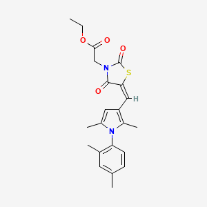 molecular formula C22H24N2O4S B5362916 ethyl (5-{[1-(2,4-dimethylphenyl)-2,5-dimethyl-1H-pyrrol-3-yl]methylene}-2,4-dioxo-1,3-thiazolidin-3-yl)acetate 