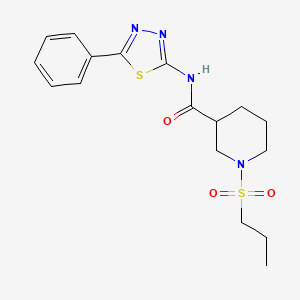 molecular formula C17H22N4O3S2 B5363023 N-(5-phenyl-1,3,4-thiadiazol-2-yl)-1-propylsulfonylpiperidine-3-carboxamide 