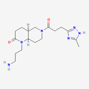 molecular formula C17H28N6O2 B5363075 rel-(4aS,8aR)-1-(3-aminopropyl)-6-[3-(5-methyl-1H-1,2,4-triazol-3-yl)propanoyl]octahydro-1,6-naphthyridin-2(1H)-one hydrochloride 