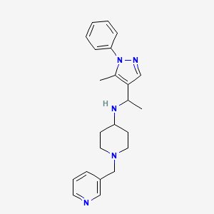 molecular formula C23H29N5 B5363151 N-[1-(5-methyl-1-phenylpyrazol-4-yl)ethyl]-1-(pyridin-3-ylmethyl)piperidin-4-amine 