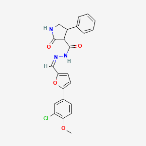 molecular formula C23H20ClN3O4 B5363271 N-[(Z)-[5-(3-chloro-4-methoxyphenyl)furan-2-yl]methylideneamino]-2-oxo-4-phenylpyrrolidine-3-carboxamide 