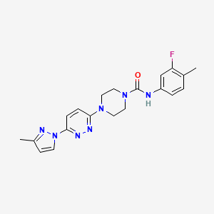 molecular formula C20H22FN7O B5363282 N-(3-fluoro-4-methylphenyl)-4-[6-(3-methyl-1H-pyrazol-1-yl)-3-pyridazinyl]-1-piperazinecarboxamide 
