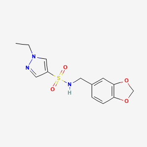 molecular formula C13H15N3O4S B5363406 N-[(2H-13-BENZODIOXOL-5-YL)METHYL]-1-ETHYL-1H-PYRAZOLE-4-SULFONAMIDE 