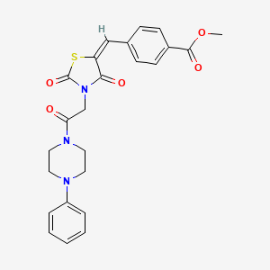 molecular formula C24H23N3O5S B5363564 methyl 4-({2,4-dioxo-3-[2-oxo-2-(4-phenyl-1-piperazinyl)ethyl]-1,3-thiazolidin-5-ylidene}methyl)benzoate 