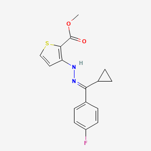 molecular formula C16H15FN2O2S B5363608 methyl 3-{2-[cyclopropyl(4-fluorophenyl)methylene]hydrazino}-2-thiophenecarboxylate 