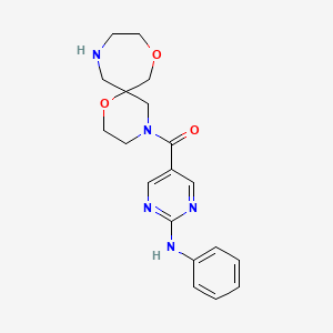 molecular formula C19H23N5O3 B5363671 5-(1,8-dioxa-4,11-diazaspiro[5.6]dodec-4-ylcarbonyl)-N-phenylpyrimidin-2-amine 