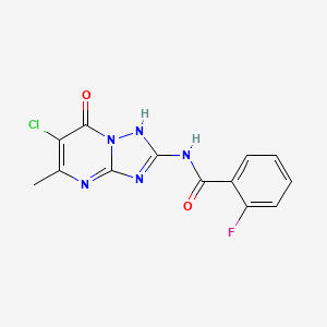 molecular formula C13H9ClFN5O2 B5363719 N-{6-CHLORO-7-HYDROXY-5-METHYL-[1,2,4]TRIAZOLO[1,5-A]PYRIMIDIN-2-YL}-2-FLUOROBENZAMIDE 