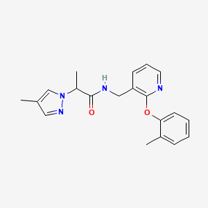 molecular formula C20H22N4O2 B5363901 N-{[2-(2-methylphenoxy)pyridin-3-yl]methyl}-2-(4-methyl-1H-pyrazol-1-yl)propanamide 