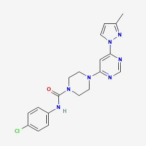 molecular formula C19H20ClN7O B5364046 N-(4-chlorophenyl)-4-[6-(3-methyl-1H-pyrazol-1-yl)-4-pyrimidinyl]-1-piperazinecarboxamide 