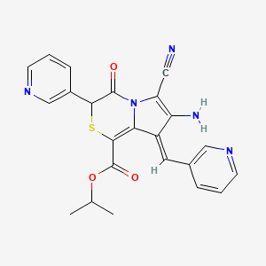 molecular formula C23H19N5O3S B5364100 isopropyl 7-amino-6-cyano-4-oxo-3-(3-pyridinyl)-8-(3-pyridinylmethylene)-3,4-dihydro-8H-pyrrolo[2,1-c][1,4]thiazine-1-carboxylate 