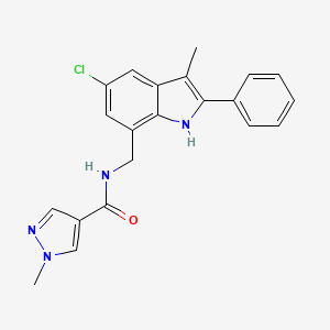 molecular formula C21H19ClN4O B5364125 N-[(5-chloro-3-methyl-2-phenyl-1H-indol-7-yl)methyl]-1-methyl-1H-pyrazole-4-carboxamide 