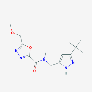 molecular formula C14H21N5O3 B5364127 N-[(3-tert-butyl-1H-pyrazol-5-yl)methyl]-5-(methoxymethyl)-N-methyl-1,3,4-oxadiazole-2-carboxamide 