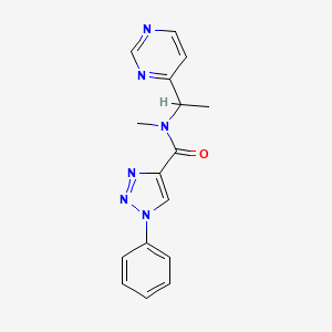 molecular formula C16H16N6O B5364148 N-methyl-1-phenyl-N-[1-(4-pyrimidinyl)ethyl]-1H-1,2,3-triazole-4-carboxamide 