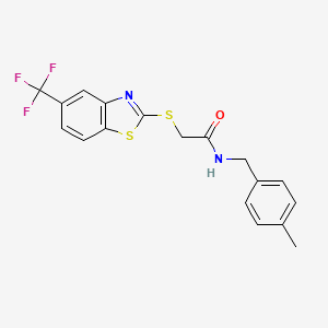molecular formula C18H15F3N2OS2 B5364289 N-(4-methylbenzyl)-2-{[5-(trifluoromethyl)-1,3-benzothiazol-2-yl]thio}acetamide 