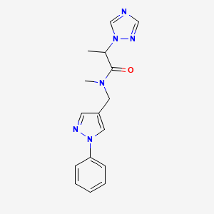 molecular formula C16H18N6O B5364339 N-methyl-N-[(1-phenyl-1H-pyrazol-4-yl)methyl]-2-(1H-1,2,4-triazol-1-yl)propanamide 
