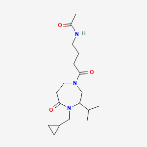 molecular formula C18H31N3O3 B5364368 N-{4-[4-(cyclopropylmethyl)-3-isopropyl-5-oxo-1,4-diazepan-1-yl]-4-oxobutyl}acetamide 